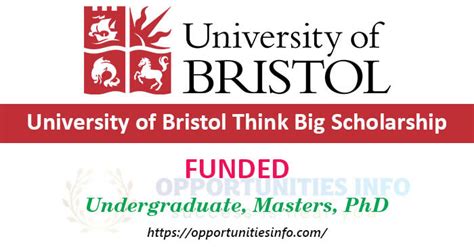 University Of Bristol Think Big Scholarship In Uk 2022 Funded