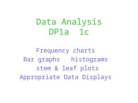 PPT Data Analysis DP1a 1c Frequency Charts Bar Graphs Histograms Stem