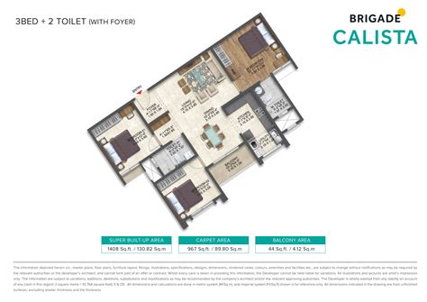 Floor Plan Brigade Calista 1 2 And 3 Bhk Apartments
