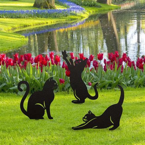 Cat Metal Art Garden Statues Backyard Lawn Stakes Steel Temu New Zealand