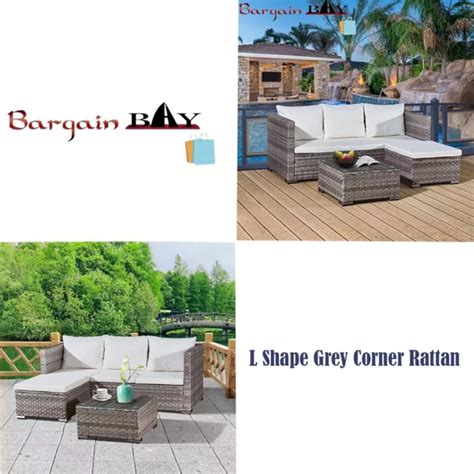 RATTAN GARDEN FURNITURE L Shape Lounger 4 Seater Outdoor Corner Sofa