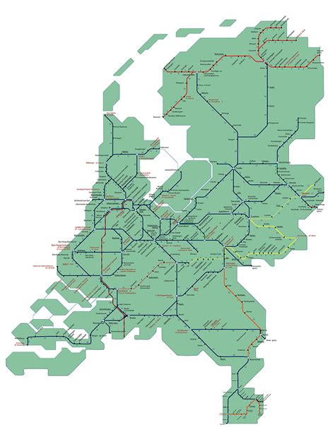 Spoorkaart Overzicht Van Het Spoorwegennet In Nederland Plattegrond