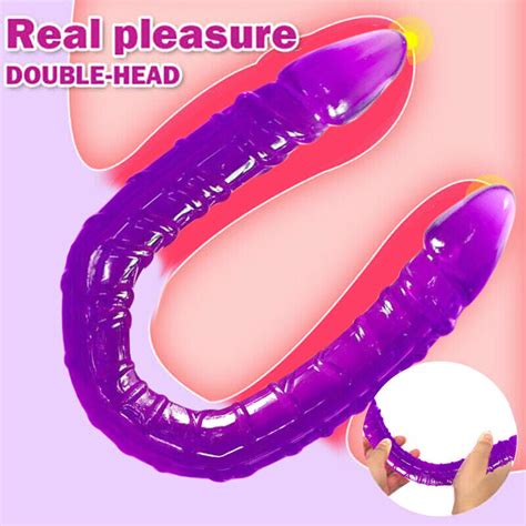 Double Ended Dildo Sex Toys Realistic Penis Anal Plug Jelly Dong