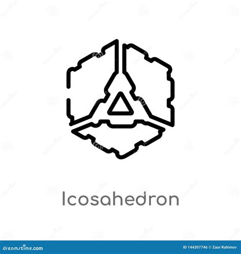 Icono Del Vector Del Icosahedron Del Esquema L Nea Simple Negra Aislada