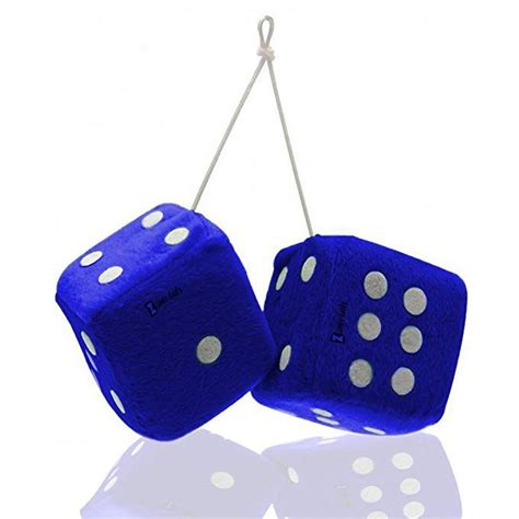 Zento Deals 3 Blue Fuzzy Soft Dice With White Dots Pair Fuzzy