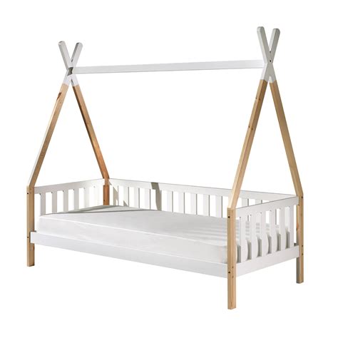 Lit tipi barrière 90x200 sommier et tiroir inclus Vipack Bois Lits