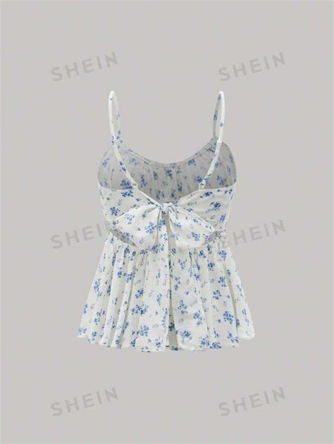 Shein Mod Top Cami De Verano Con Estampado Floral Y Plisado En El Busto