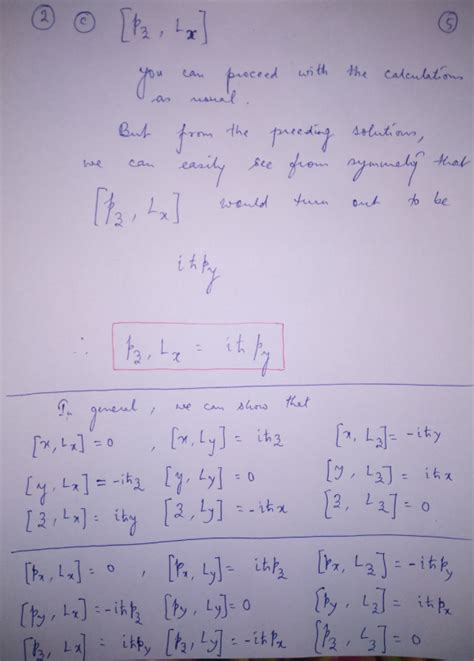 Calculate The Commutators Of Angular Momentum A [x Lx] [y Lx] [z Lx] B [px Lx] [py Lx] [pz