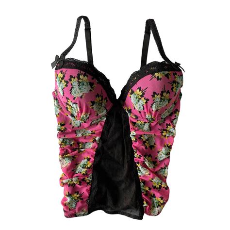 Vintage Betsey Johnson Corset Bustier Floral Flower Spring Summer 90s