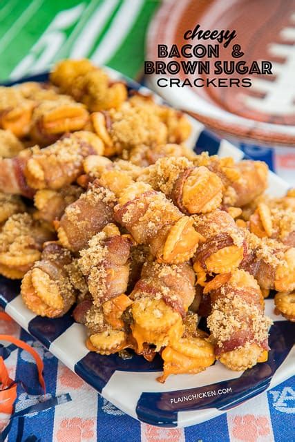 Cheesy Bacon and Brown Sugar Crackers - FOOTBALL FRIDAY - Plain Chicken