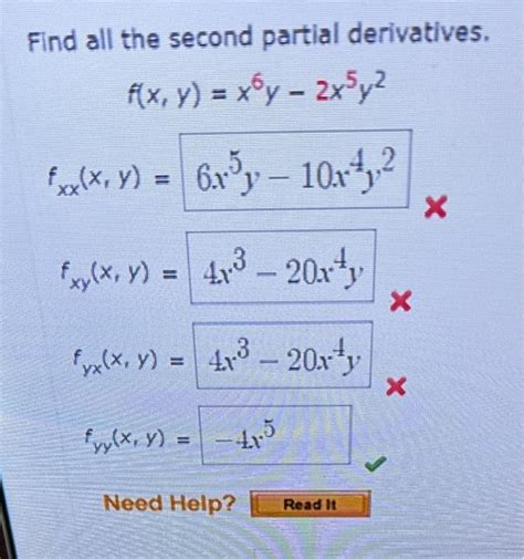 Solved Find All The Second Partial Derivatives Chegg