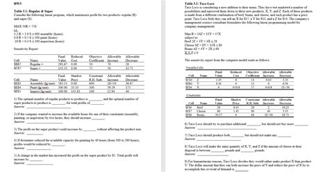 Solved Hw Table Regular Super Consider The Following Chegg