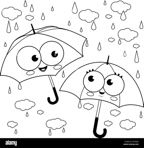 Cartoon umbrella Black and White Stock Photos & Images - Alamy