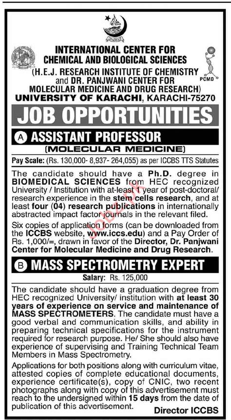 International Center For Chemical And Biological Sciences Jobs 2024 Job