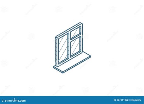 Window Whith Sill Isometric Icon 3d Line Art Technical Drawing