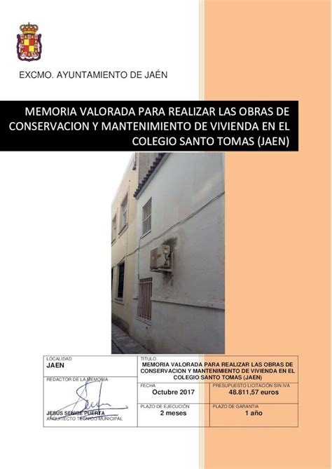 Pdf Memoria Valorada Para Realizar Las Obras De M Picado De