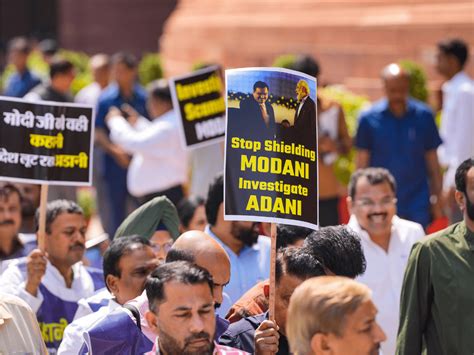 Oppn Stages Protest March In Parliament Complex For Jpc On Adani Row