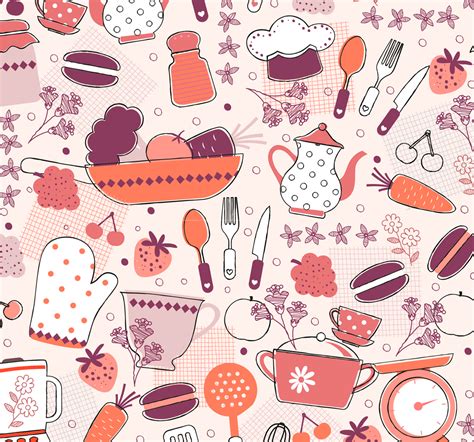 Wallpaper kitchen food heart shape Kitchen Vinyl Wallpaper - TenStickers