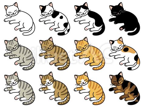 猫の毛色いろいろセットイラスト No 1377870｜無料イラスト・フリー素材なら「イラストac」