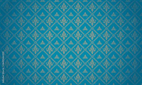 Luxury Thai Pattern Blue Background Vector Illustration Lai Thai