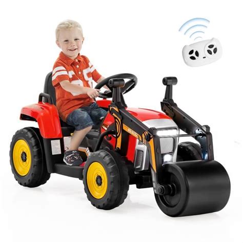 COSTWAY Voiture Électrique Enfants 12V Tracteur avec Rouleau