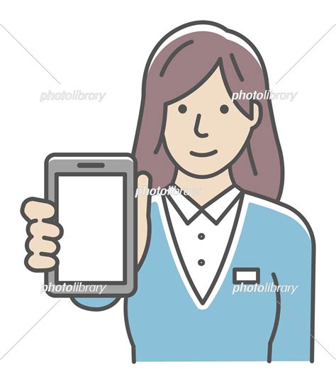 スマホの画面を見せる 若い女性会社員 上半身 イラスト イラスト素材 7199581 フォトライブラリー Photolibrary