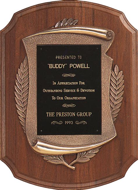 Walnut Notched Bronze Scroll Plaque X Total Recognition