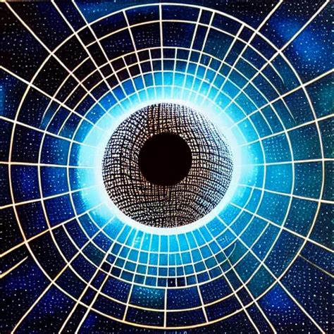 A Black Hole At The Center Of A Golden Wireframe Stable Diffusion