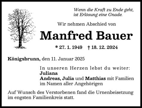 Traueranzeigen Von Manfred Bauer Augsburger Allgemeine Zeitung