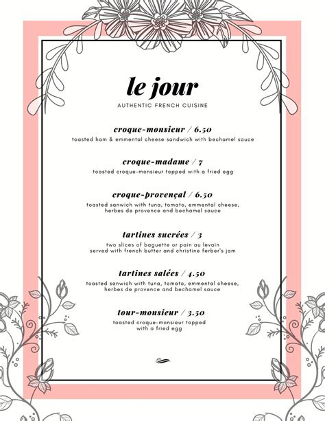 Free printable and customizable French menu templates | Canva