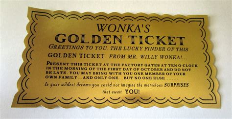 Chocolate Factory Golden Ticket Prop Replica classic - Etsy