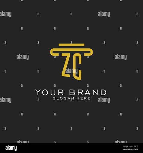 Zc Initial Logo With Simple Pillar Style Design Vector Graphic Stock