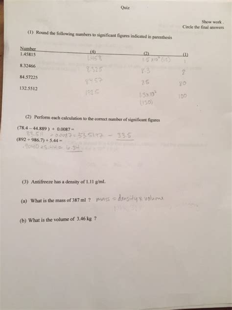 Solved Round The Following Numbers To Significant Figures