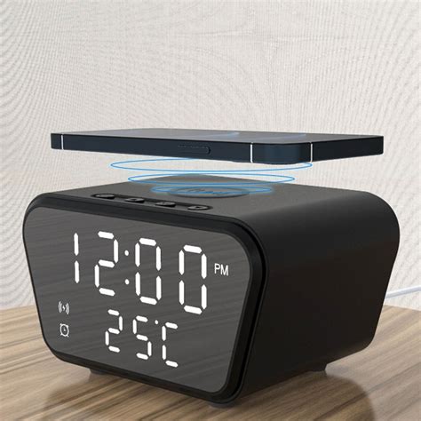 Wireless Charger Clock LED Digital Alarm Clock Temperature Chargers 15W