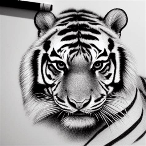 Extremely Detailed Tiger Pencil Sketch · Creative Fabrica