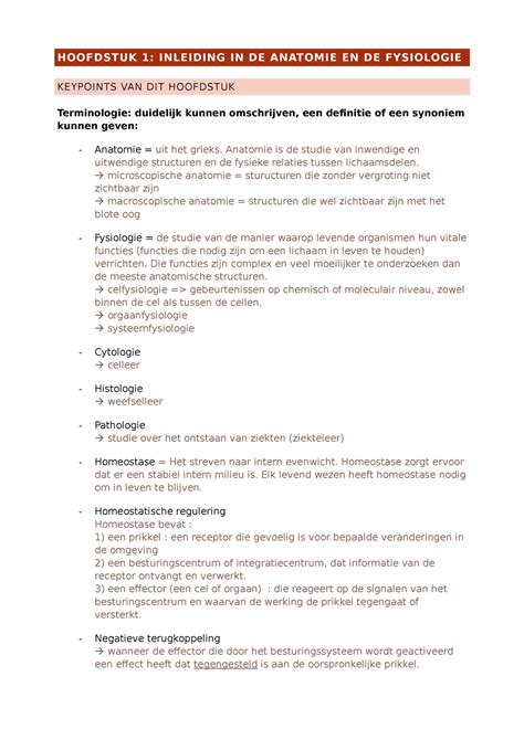 2223 AF 01 Key Points Inleiding Tot De Anatomie En Fysiologie