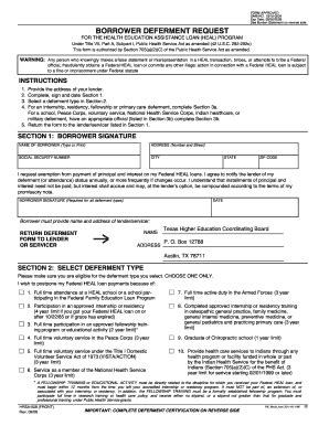 Fillable Online Heal Deferment Form Fax Email Print Pdffiller