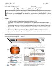 Week 5 Interference And Diffraction Of Light Lab Docx KET Virtual