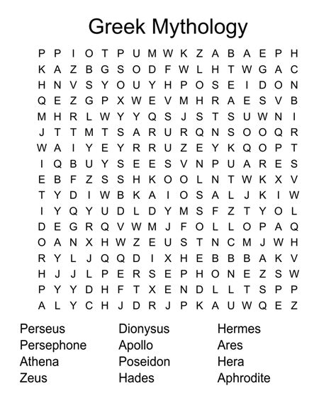 Myths And Legends Word Search Wordmint