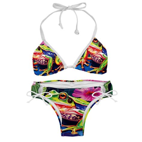 Frog Swimsuit Women Bikinis Detachable Sponge Adjustable Strap Bikini