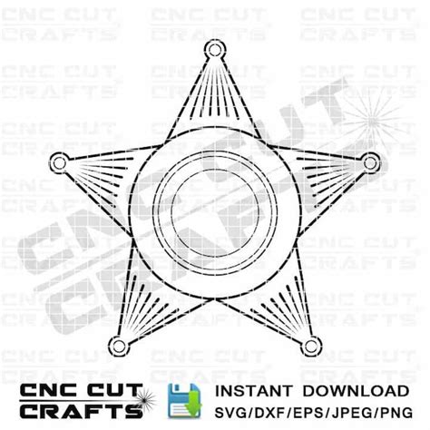 Blank Editable Svg Sheriff Badge Outline Template 5 Point Etsy