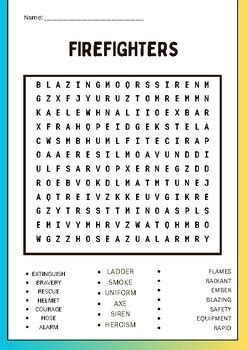 Firefighters Word Search Puzzles Worksheet Activity By Brain Printable