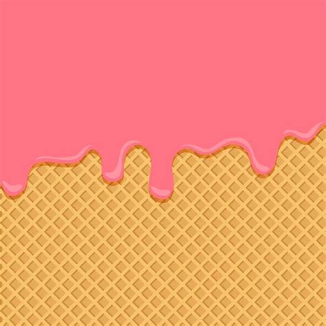 Pink Ice Cream Splash On Wafer Background Space For Your Text Vector