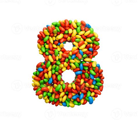 Digit 8 Colorful Jelly Beans Number 8 Rainbow Colourful Candies Jelly Beans 3d Illustration