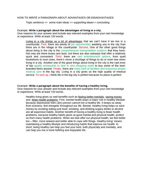 How To Write A Paragraph About Advantages Or Disadvantages Pdf