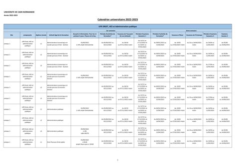 Calendrier Universitaire 2022 2023