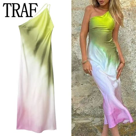 TRAF Robe Longue En Satin Asym Trique Pour Femme Dos Aux Sexy Soir E