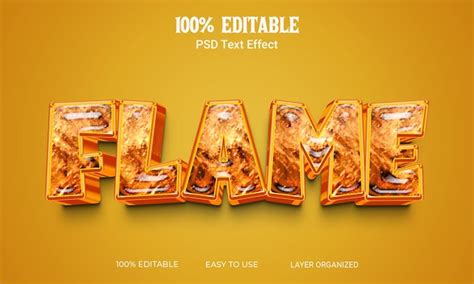 Premium Psd Flame 3d Text Effect Style Editable Psd File