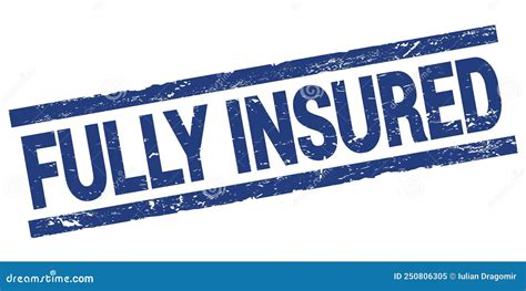 Fully Insured Text On Blue Rectangle Stamp Sign Stock Illustration