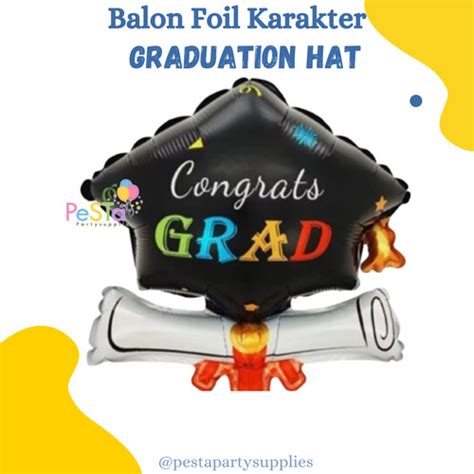 Jual Balon Foil Tema Wisuda Graduation Karakter Topi Wisuda Mini